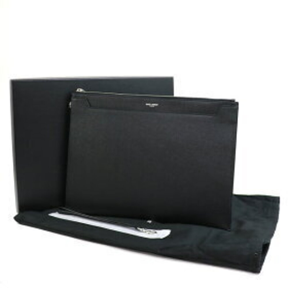 Yves Saint Laurent Zippered Tablet Case Black Clutch Bag Document Holder Sleeve - Picture 2 of 2